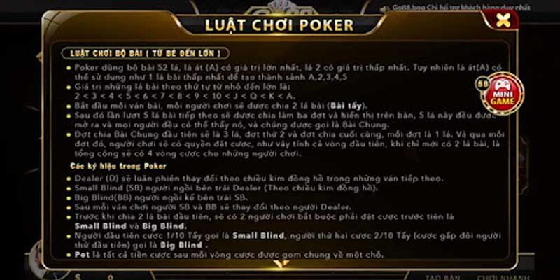 Luật chơi poker Go88