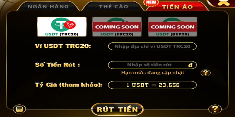 Rút tiền go88 về tài khoản thông qua tiền ảo